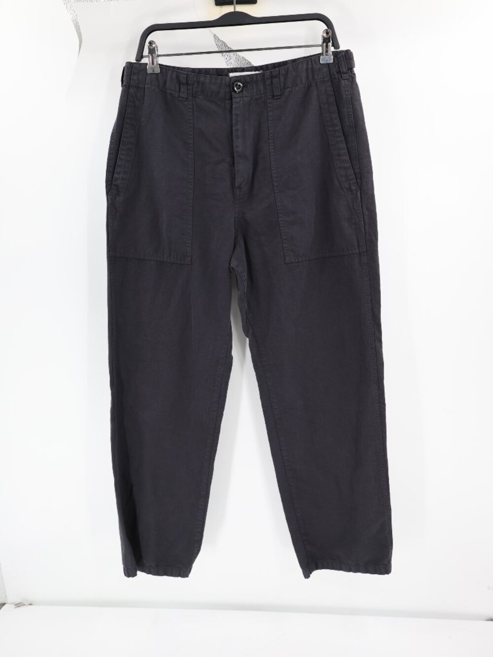 Alex Mill Pant Women 12 Cotton Linen Relaxed High Rise Straight Leg Utility Blue